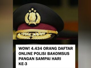 Total Pendaftar Bakomsus bidang Pangan Polri Hingga Hari ke-3 4.434 Orang