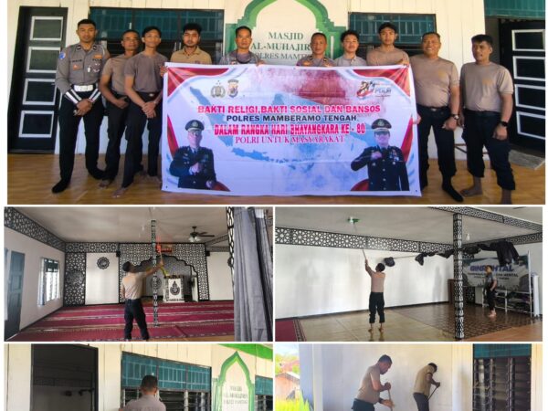 Sambut Hut Bhayangkara Ke-80, Polres Mamberamo Tengah Gelar Bakti Religi di Masjid Al Muhajirin Kobakma