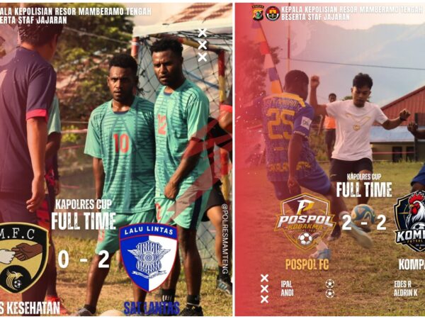 Kapolres Mamberamo Tengah Saksikan Langsung Turnamen Futsal hari keempat dalam Rangka HUT Bhayangkara ke-80
