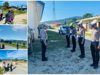 Upaya Meningkatkan Kesadaran Berlalu Lintas, Satlantas Polres Mamberamo Tengah Gelar Strong Point Pagi
