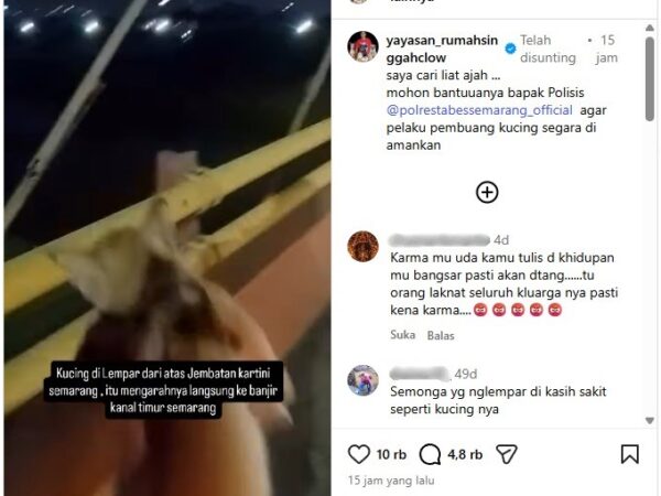 Polrestabes Semarang Dalami Kasus Video Viral Pembuangan Kucing di Jembatan Kartini