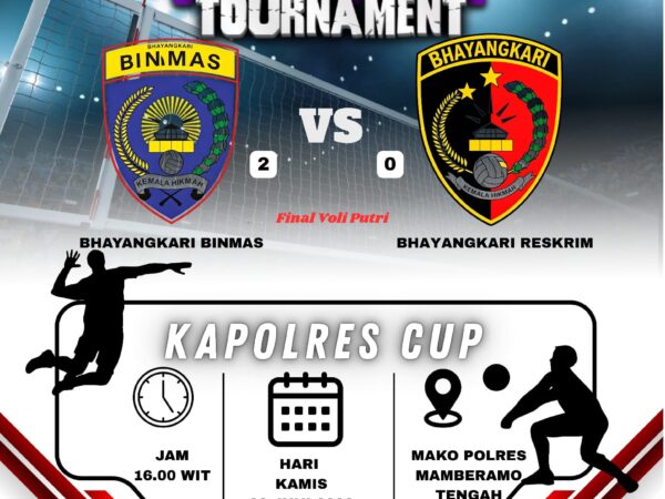 Tim Bhayangkari Binmas Raih Juara I Turnamen Voli Putri, Tundukkan Bhayangkari Reskrim 2-0 di Partai Final