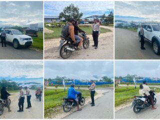 Wujudkan Kamseltibcar, Satlantas Polres Mamberamo Tengah Laksanakan Strong Point Pagi
