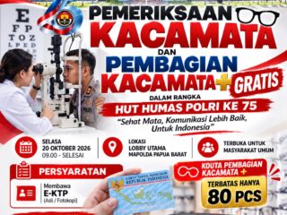 Jelang HUT Humas Polri Ke-75, Bidhumas Polda Papua Barat Gelar Bakti Kesehatan Donor Darah dan Pemeriksaan Mata Gratis